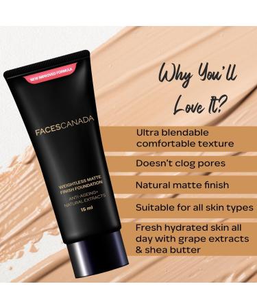 Weightless Matte Finish Foundation - Beige 15ml | Lightweight | Natural Finish | Anti-Ageing | Non-Clog Pores | Enriched With Olive Seed Oil Grape Extract Shea Butter - Buy Online on GoSupps.com
