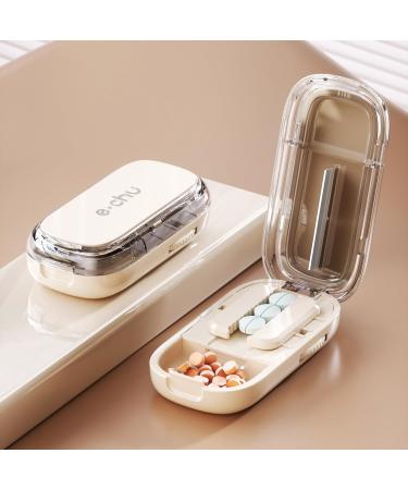 Pill Cutter Splitter for Cutting Multiple Pills Adjustable Pill Cutter Splitter for Small and Tiny Pills with Accurate Pill Alignment Pill Cutter Pill Box for Small or Large Pills (1/2 White)