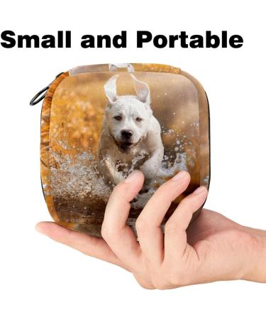Stylish Menstruation Pad Bag with Zipper - Women's Napkin & Tampon Collection Bag - Cute Labrador Dog Design - Buy Online on GoSupps.com