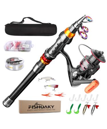 Fishoaky Angelrute Teleskoprute carbon fiber fishing rod fishing rods rod pole for salt water sweetwass |Children & adults |Boat Surf Lake Daiwa Dam Ocean Sea Junior