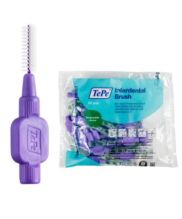 TePe Interdental Brush Original Purple 1.1 mm/ISO 6 20pcs plaque removal efficient clean between the teeth tooth floss for narrow gaps 20 count (Pack of 1) Purple (Size 6)