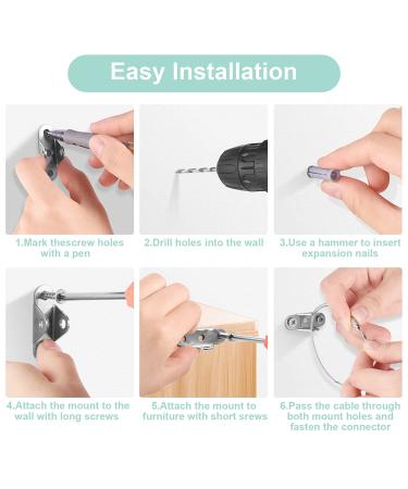 10 Pcs Furniture Anchors(2022 Upgraded)  Baby Proofing  Anti-Tip Metal Baby Furniture Straps  Baby Safety Wall Anchor  for Cabinet  Wardrobe  Drawers  Dresser  Bookshelf(400lbs Tension) - Buy Online on GoSupps.com
