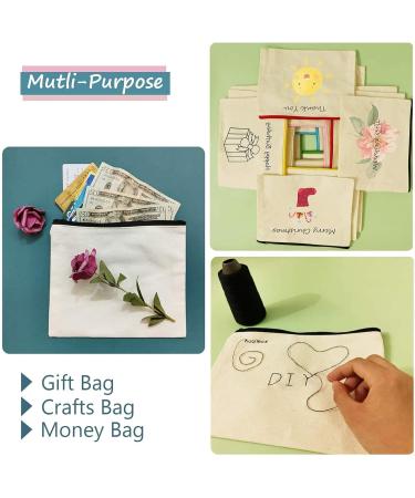 10 Pieces DIY Blank Bags - Travel Cosmetic Zipper Bags Bridesmaid Gifts Canvas Pencil Cases - Spring Collection - Buy Online on GoSupps.com