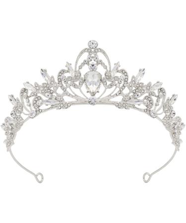 LIHELEI Tiara Crowns for Women  Crystal Tiara for Bridal Wedding Prom Halloween Silver
