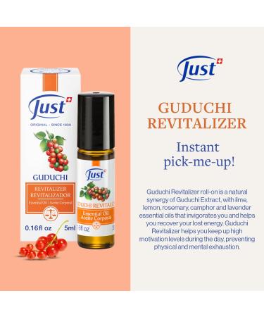 Guduchi Revitalizer Roll-On 5ml | Essential Oils by SwissJust - Lime Lemon Rosemary Camphor & Lavender - International Shipping Available - Buy Online on GoSupps.com