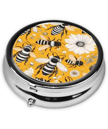 Buy Cute Little Bee Portable Metal Pill Box | Round Mini 3-Compartment Travel Organizer | Perfect for Small Pills - Buy Online on GoSupps.com
