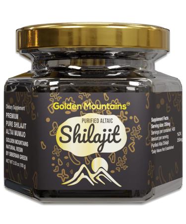 Pure Authentic Siberian Altai "Golden Mountains" Shilajit Resin 100g 3.53oz - Measuring Spoon  Quality & Safety Certificate in Each Box 3.53 Ounce (Pack of 1)