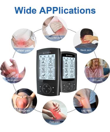 Stimease TENS Unit: 24 Modes Dual Channel TENS EMS Muscle Stimulator with 20 Electrode Pads - Buy Online on GoSupps.com