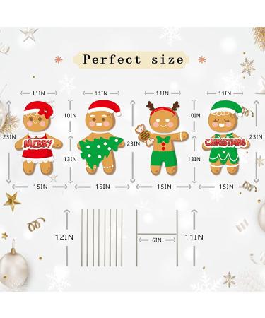 4Pcs Large Merry Christmas Gingerbread Man Yard Sign Set - Colorful Holiday Decorations for Home Lawn & Patio - Buy Online on GoSupps.com