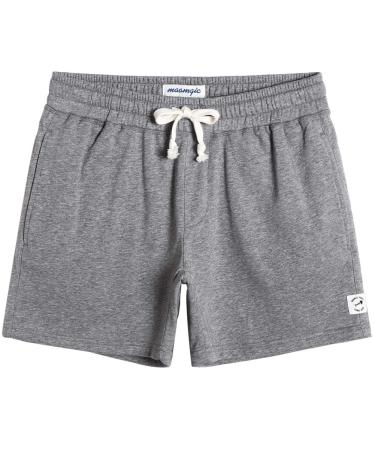 maamgic Mens Athletic Gym Shorts 5.5" Elastic Waist Casual Pajama Pocket Jogger Men Workout Short Pants Large Light Grey Shorts
