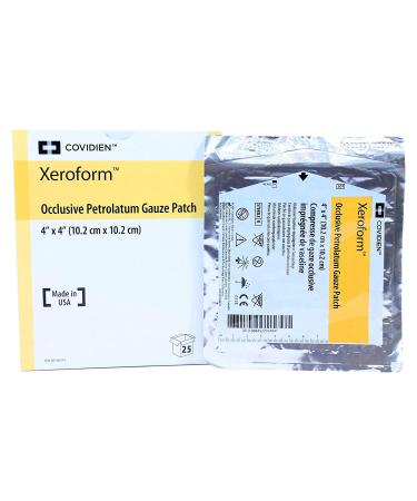 Xeroform Petrolatum Dressing Patch - 4 X 4 Inches 25 ea (1 Pack)