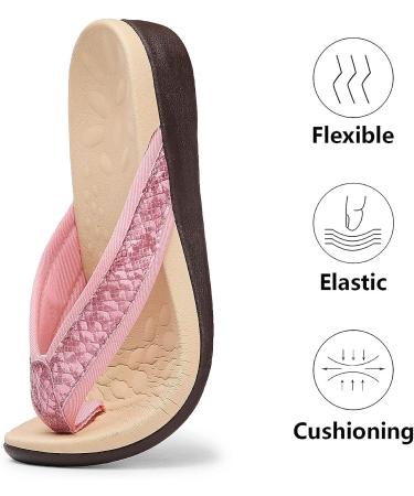 KUMNY Womens Orthotic Flip Flops - Arch Support Thong Sandals, Pink, Size 10 - Buy Online on GoSupps.com