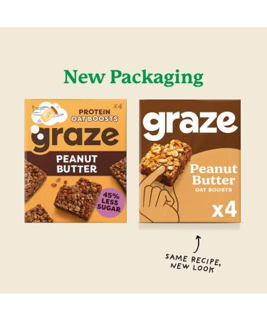 Graze Healthy Snacks - Peanut Butter Protein Oat Bar Vegan friendly 4x30g - Buy Online on GoSupps.com