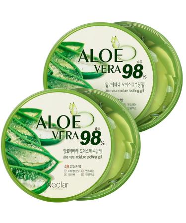 Neclar - Pure Aloe Vera Gel - Aloe Vera Soothing gel - Aloe Vera Gel sunburn relief - Aloe Vera Gel for face - Aloevera gel - Aloe Gel for hair - Aloe Vera Gel for skin - Aloe Vera Gel Pure (2 Pack)