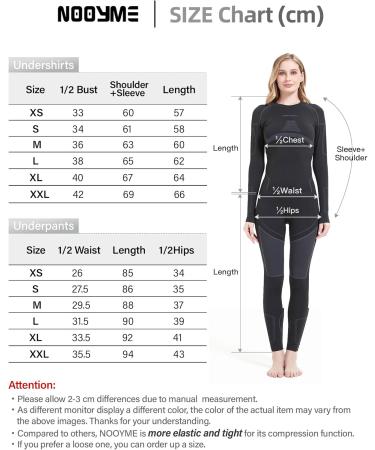 Nooyme Women's Thermal Underwear Set - Breathable Anti-Bacterial Flexible Ski Wear - Warm and Functional for Home & Sports in Autumn/Winter - Black & Gray - Buy Online on GoSupps.com