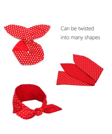 Sea Team 2-Pack Red & White Polka Dot Cotton Headband Bows - Double Wide Headwrap Bands - Buy Online on GoSupps.com