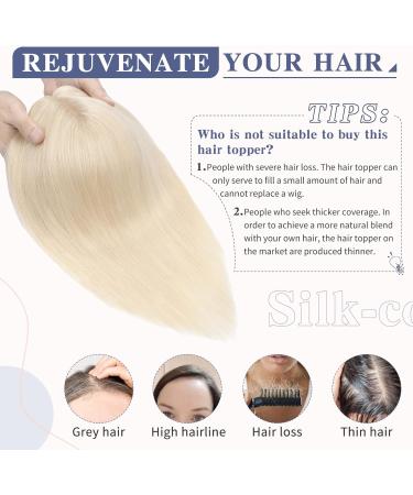 18inch Hair Topper for Thinning Hair Women Clip in Real Remy Human Hair Extensions Top Piece (#60 Platinum Blonde) - Buy Online on GoSupps.com