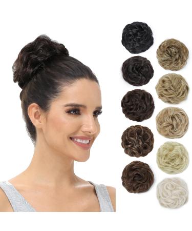 BUYOGET Messy Bun Hair Pieces For Women Hair Bun Extension Updo Curly Messy Bun Donut Hair Chignons Scrunchie Dark Brown