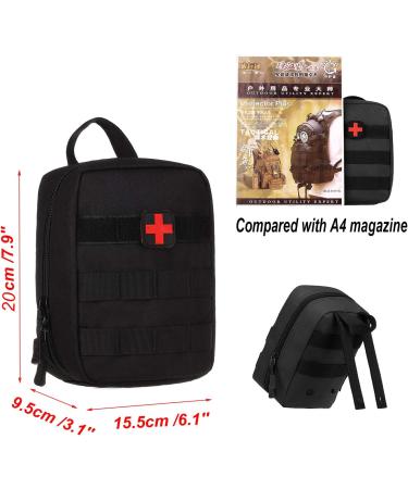HuntVP Tactical Empty First Aid Bag - Waterproof Molle Pouch with Red Cross Patch for Camping & Outdoor Emergency - 1000D Black Military Gear - Buy Online on GoSupps.com