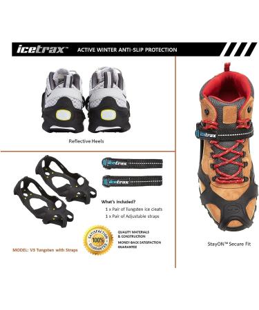 Ice Cleats Combo Pack - ICETRAX V3 Tungsten Crampons with Straps - Non-Slip Shoe Grippers for Snow and Ice - L/XL Size - Buy Online on GoSupps.com