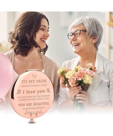Rose Gold Compact Mirror: Unique Gifts for Mom - From Daughter/Son, Mothers Day, Birthday, Christmas, Valentines, Anniversary - I Love You Mom - Buy Online on GoSupps.com