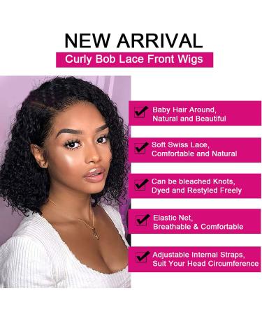 Legendhair 12 Inch Curly Bob Wigs | HD Transparent Lace Front Human Hair Wigs | Pre Plucked with Baby Hair | Natural Hairline | 150% Density | For Black Women - Buy Online on GoSupps.com