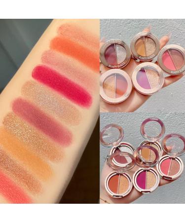 Timipoo Double Color Eye Shadow Palette | High Pigment Matte Shimmer Metal Powder | Waterproof & Long-lasting (03 Rose Powder) - Buy Online on GoSupps.com