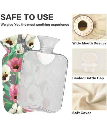 Naanle Tulip Flowers Heat Bottle - 2L Transparent Hot Water Bottle for Warm & Cold Therapy | Large Hot Water Bottle for Pain Relief - Buy Online on GoSupps.com