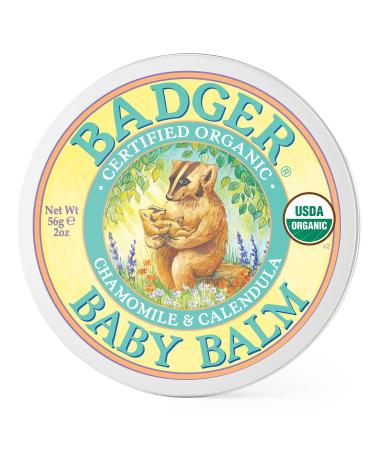 Badger - Baby Balm  Chamomile & Calendula  Certified Organic Baby Balm  Cradle Cap Balm for Babies  Baby Rash Balm  Baby Skin Care  2 oz 2 Ounce (Pack of 1)