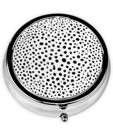 Shop Stylish Black & White Dot Round Pill Box - 3 Compartment Travel Organizer for Medicine & Vitamins - Buy Online on GoSupps.com