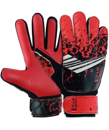 EFAH Sports football goalkeeper gloves for boys children young people soccer goalkeeper gloves with super grippy palms Size 4 Suitable for 6 to 9 years old red
