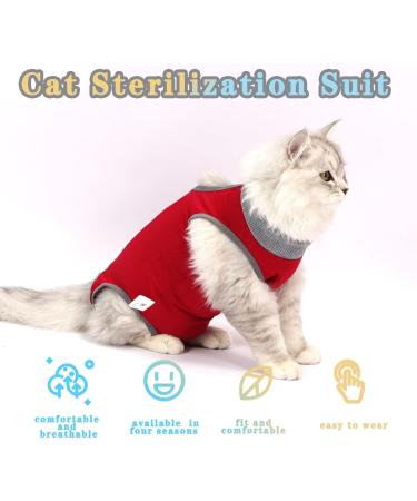 CLLRYBO Katzenbody - After Op Castration Pet Medical Surgical Shirt for Cats | Red L - Recovery Suit for Cats - Buy Online on GoSupps.com