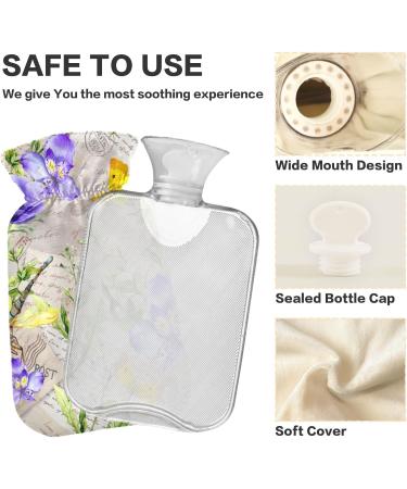 BPA-Free Hot Water Bottle with Cover - Wildflowers & Grasses Design 2L Large Hot Water Bag for Pain Relief from Cramps | International Shipping Available - Buy Online on GoSupps.com