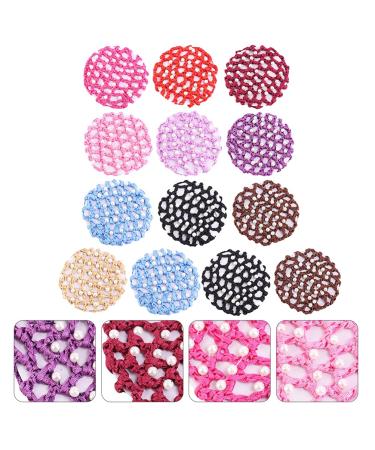 13pcs Pearl Hair Bun Net Set - Elastic Snood Hair Accessories for Ballet, Dance, Skating - Assorted Colors | Rhinestone Detail - Buy Online on GoSupps.com