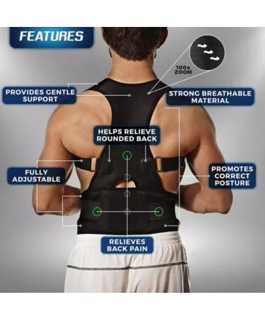Adjustable Ergonomic Back Support Brace for Men & Women | Breathable Corrector for Lower & Upper Back | 2XL Size - Buy Online on GoSupps.com