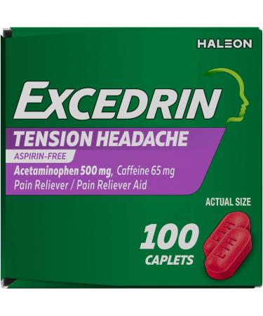 Excedrin Tension Headache Relief Caplets - 100 Count, Head, Neck, and Shoulder Pain Relief - Buy Online on GoSupps.com