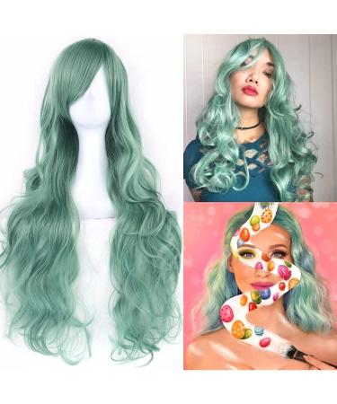 ColorfulPanda Long Curly Wavy Light Green Lolita Style Anime Wig for Women - Cosplay Party Costume Wig - Buy Online on GoSupps.com