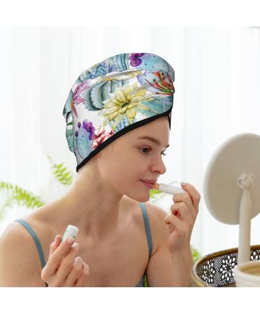Hair Towel Wrap for Quick Drying | Cactus Hair Drying Towel Turban with Button | Soft & Absorbent Head Towel - Buy Online on GoSupps.com