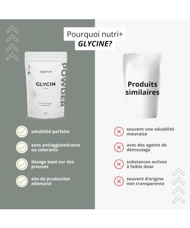 nutri+ L-Glycine Vegan Powder 1 kg High Dosed Glycine Powder Amino Acid without Additives 1000 g Also for Sweetening as a - Buy Online on GoSupps.com