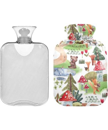 Naanle 2L Hot Water Bottle with Forest Fox Cover - Pain Relief & Warmth for Back Hands Feet and Neck | Transparent Heat Bottle for Cold Therapy - Buy Online on GoSupps.com