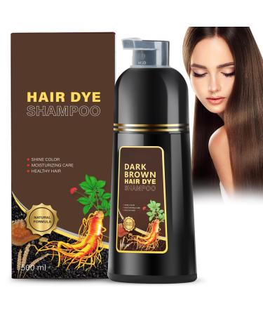CAJPK Hair Dye Shampoo 3 in 1 Hair Color Shampoo for Women Men Gray Coverage Herbal Hair Dye 500ml (Dark Brown)