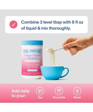 Vital Proteins Collagen Peptides Advanced Hydrolyzed Peptides with Hyaluronic Acid and Vitamin C - Strawberry Lemon Flavor Powder - 10.5oz - Buy Online on GoSupps.com