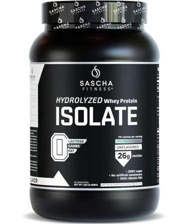 Sascha Fitness Hydrolyzed Whey Protein Isolate,100% Grass-Fed (2 Pounds, Unflavor))