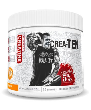 Rich Piana 5% Nutrition CreaTEN 10 Creatine Blend | Flavored Creatine Powder for Muscle Gain | Max Power, Strength, Endurance, & Recovery | 9.52 oz, 30 Srvngs (Push Pop)