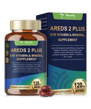 19-in-1 AREDS 2 + Eye Vitamins for Macular Health and Dry Eye, Lutein and Zeaxanthin Supplement with Vitamin C/E, Zinc, Omega-3, Support Eye Strain, Pressure, Night Vision & Hydration - 120 Softgels 120 Count (Pack of 1)