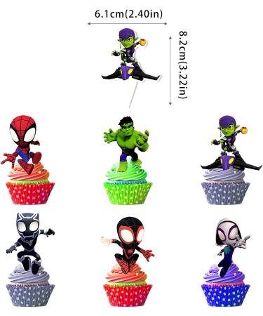 Menipros 48Pcs Spidey Cupcake Toppers for His Amazing Friends Birthday Party Supplies Spidey Friends Theme Party Cake Decorations - Buy Online on GoSupps.com