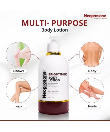 Neoprosone Brightening Body Lotion - 500ml - Skin Brightening Properties Formulated for Dark Spots - with Lactic Acid - Buy Online on GoSupps.com