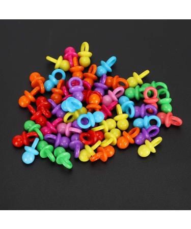 100pcs Acrylic Pacifiers Soothing Mini Color Toys for Birthday Party Decoration Baby Baptism (Solid Color Mix)
