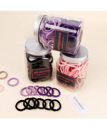 Thick Seamless Cotton Hair Ties for Women - 100 Violet Ponytail Holders, No Crease Damage - Buy Online on GoSupps.com