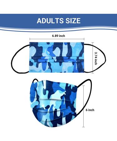 Black Disposable Face Masks - 50 Pack | 3 Ply Protective Mask for Men and Women | Breathable Adult Camouflage Design - Buy Online on GoSupps.com